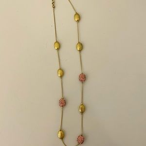 Gold and pink rhinestone necklace
